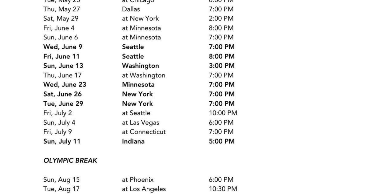 Atlanta Dream Schedule