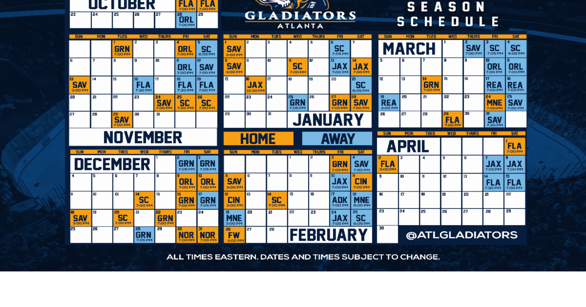 Atlanta Gladiators' 202223 schedule released Sports