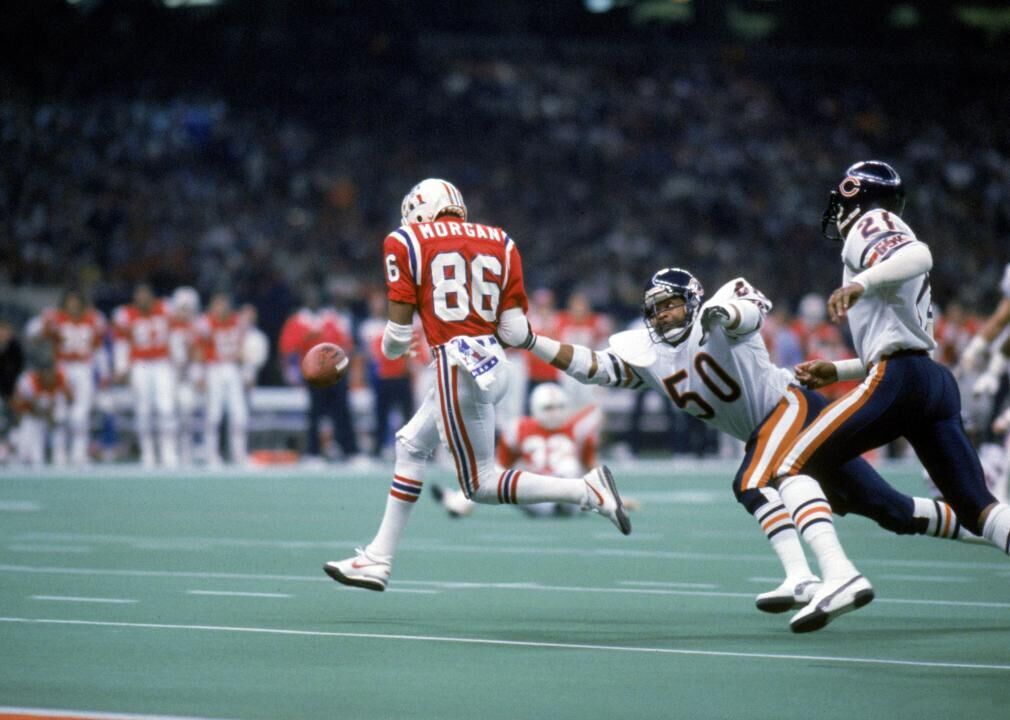 Chicago Bears Richard Dent after sack vs New England Patriots QB