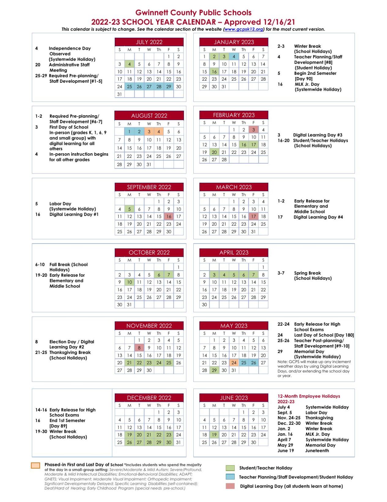 Gwinnett County Public Schools' calendar for the 2022-2023 school year  News 