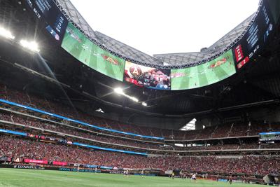 Mercedes Benz Stadium Roof Construction Near Completion Roof To Be Open For June 2 Atlanta United Match Sports Gwinnettdailypost Com