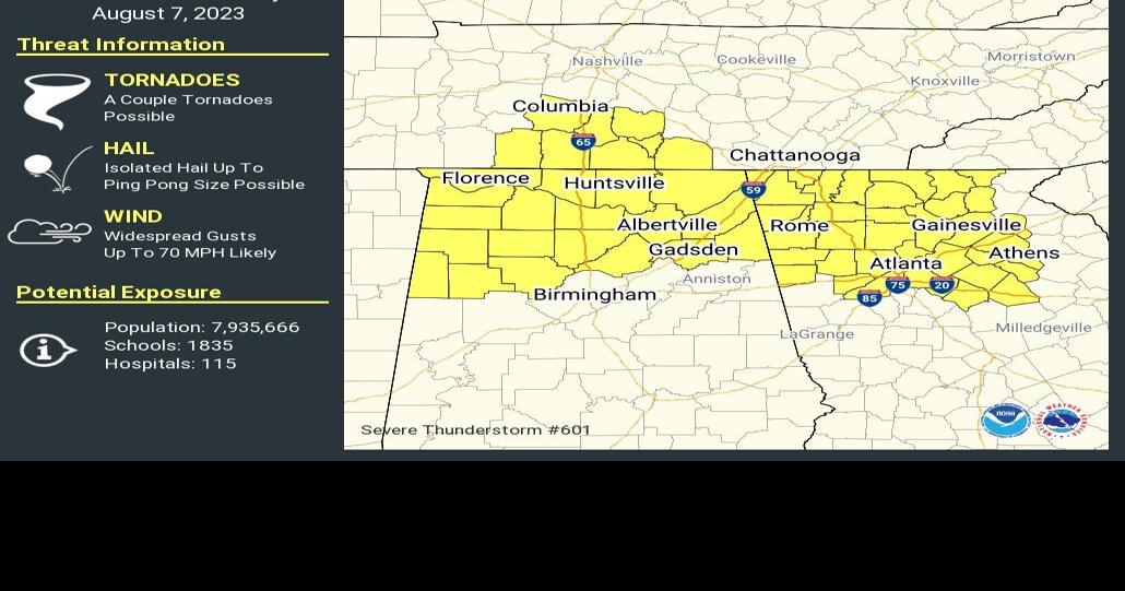 National Weather Service's recent Severe Thunderstorm Watch includes