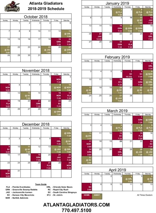 Gladiators Release 2018 19 Schedule Gladiators Gwinnettdailypost Com Gladiators Release 2018 19 Schedule Gladiators Gwinnettdailypost Com