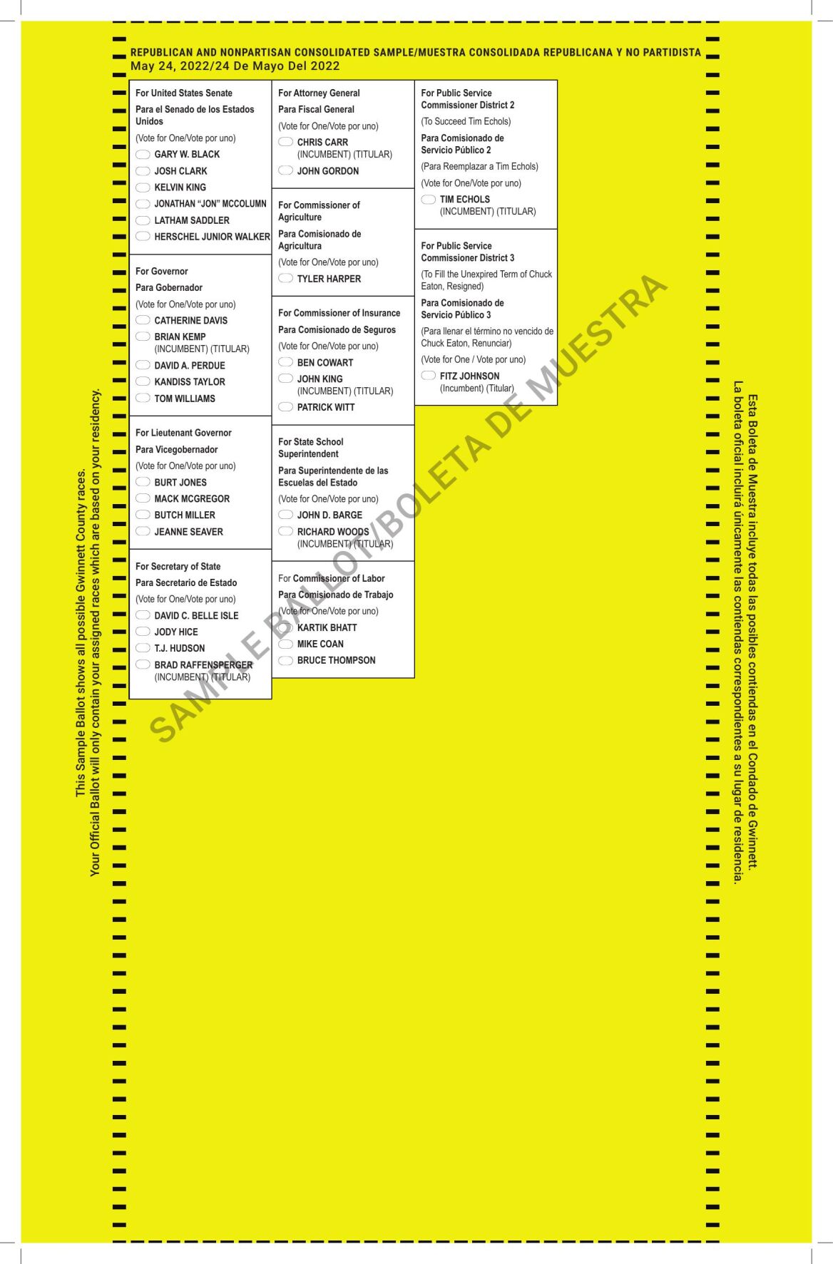 County's consolidated Republican primary ballot
