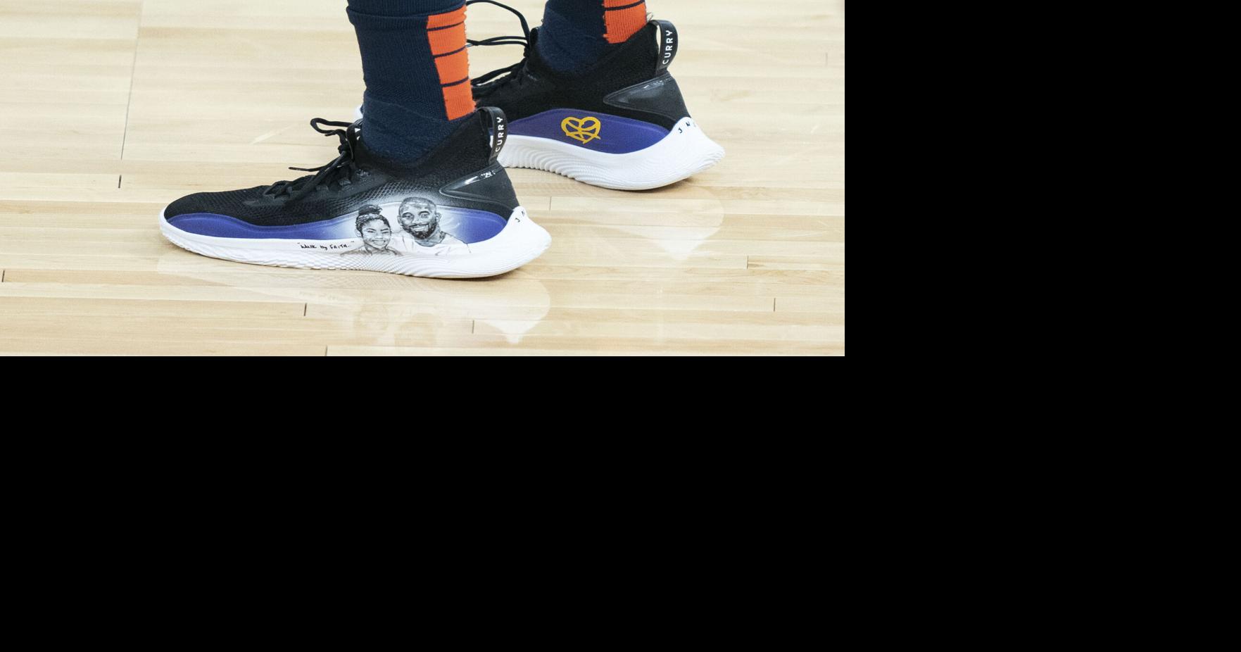 A detail view of the shoes worn by Minnesota Timberwolves center