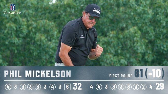 Phil Mickelson Debuts In Pga Tour Champions Play With A 61
