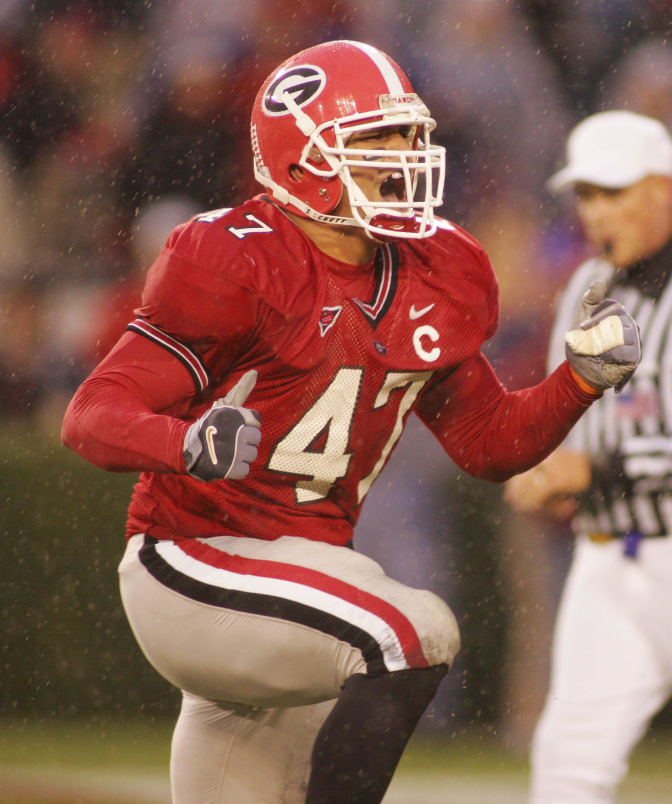 Men's Georgia Bulldogs #47 David Pollack Red Stitched College