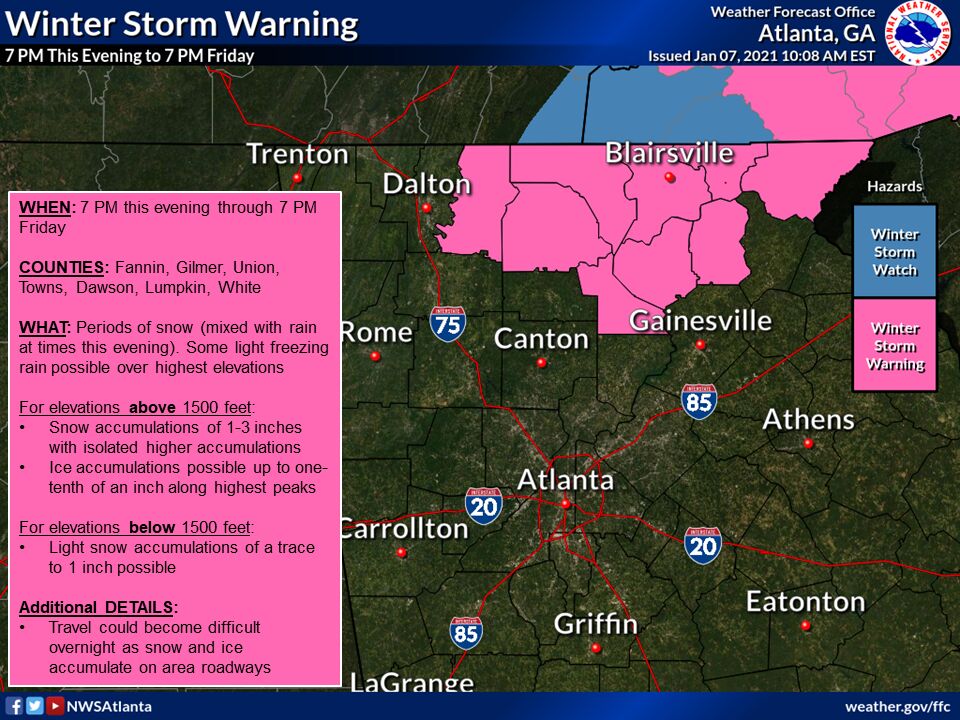 Snow Forecast For The North Georgia Mountains Tonight Friday News Gwinnettdailypost Com