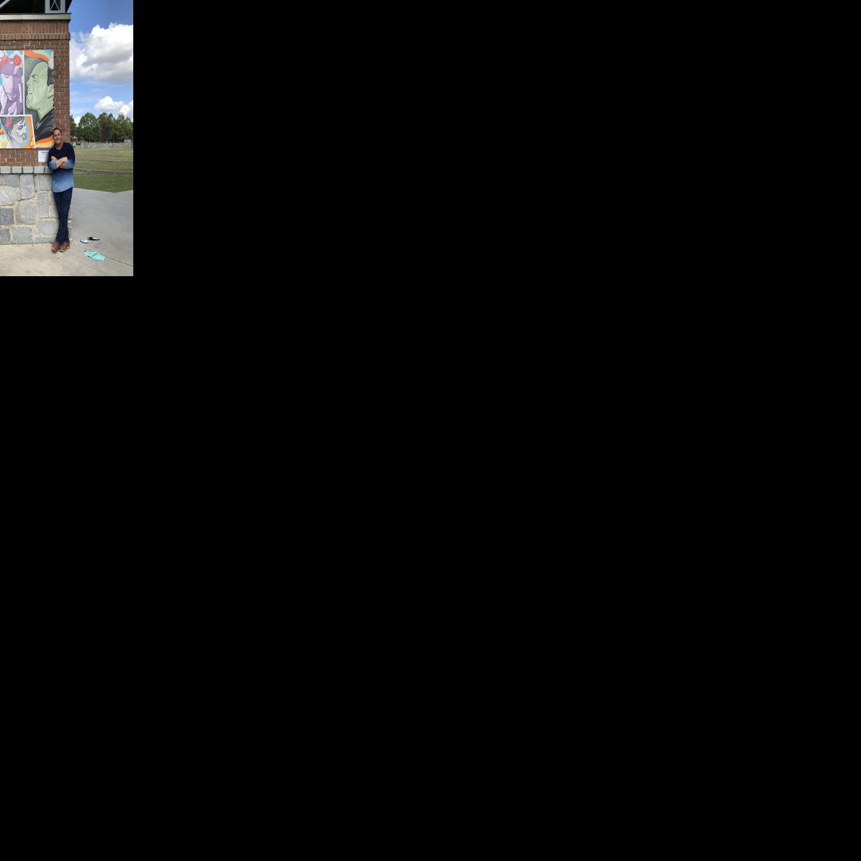 Suwanee Rocks mural and artist Kim Pitts.jpg