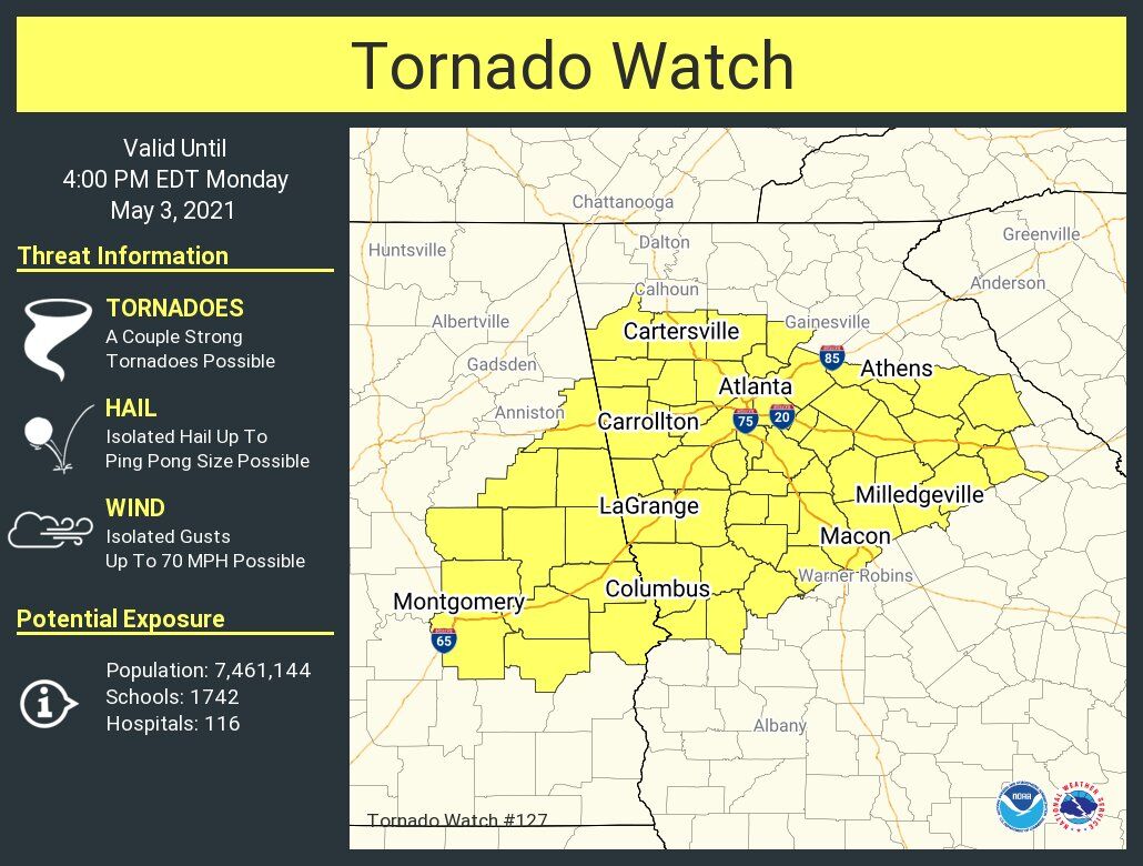 Tornado Watch Issued For Metro Atlanta Including Gwinnett County News Gwinnettdailypost Com
