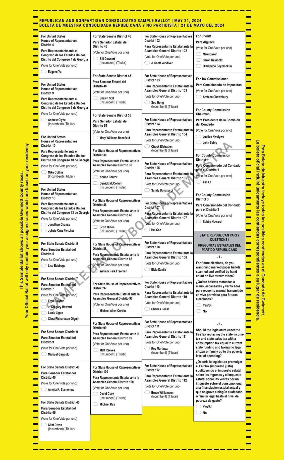 County May 21, 2024 Republican Party Primary Election