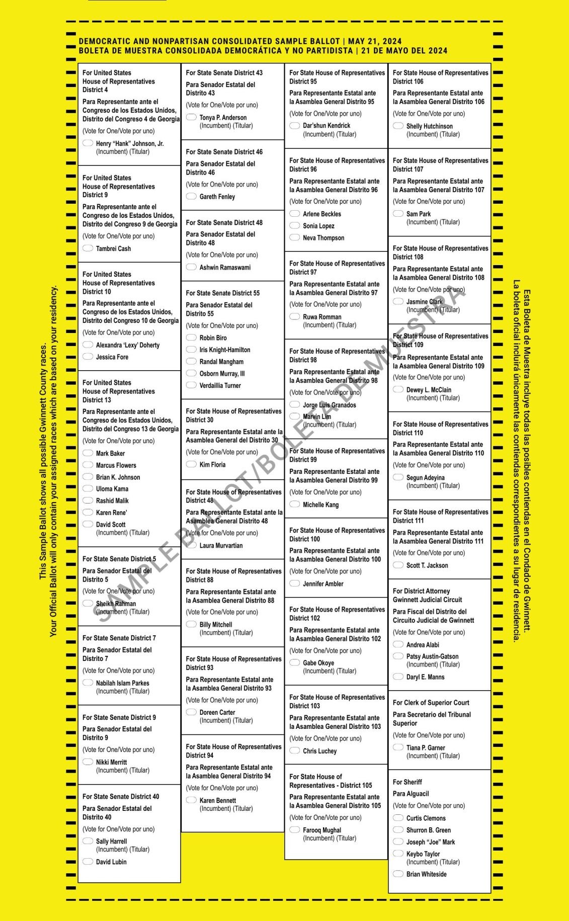 County May 21, 2024 Democratic Party Primary Election