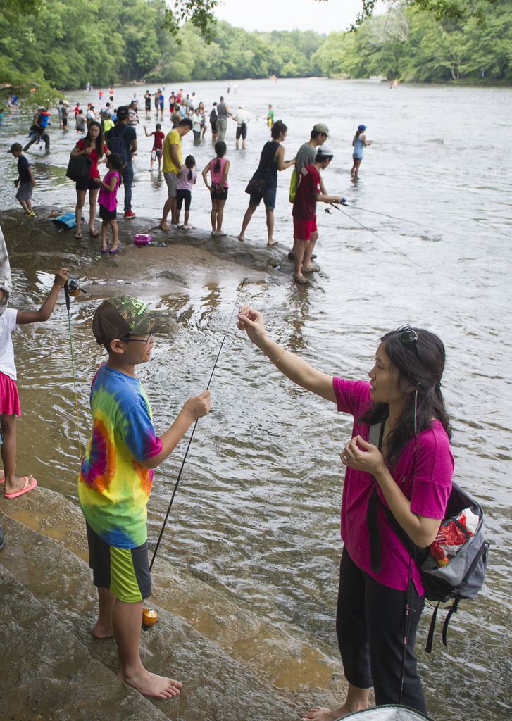 Families reel in fun at fishing event at Jones Bridge Park