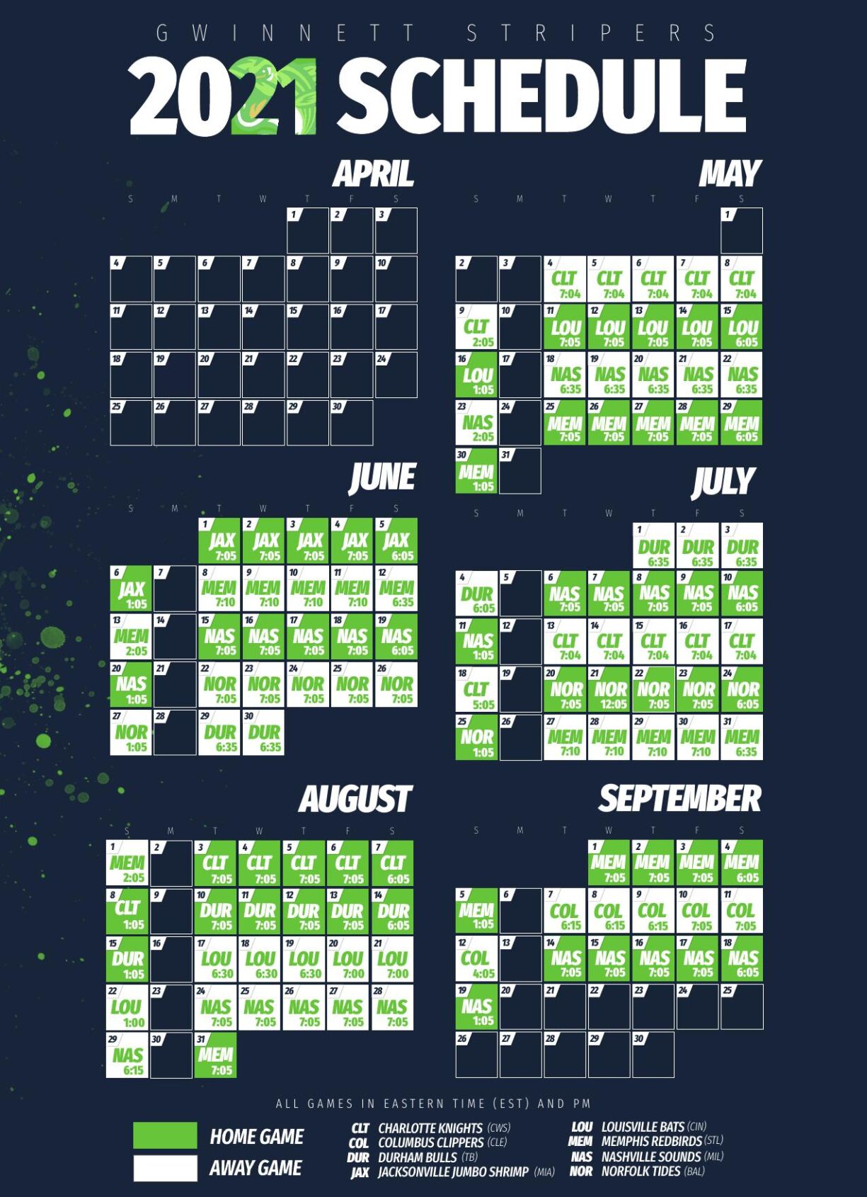 Minor League Gwinnett Stripers announce 2021 schedule