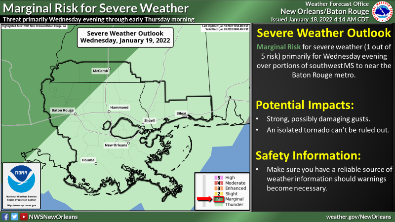 Marginal risk of severe weather, wintry mix