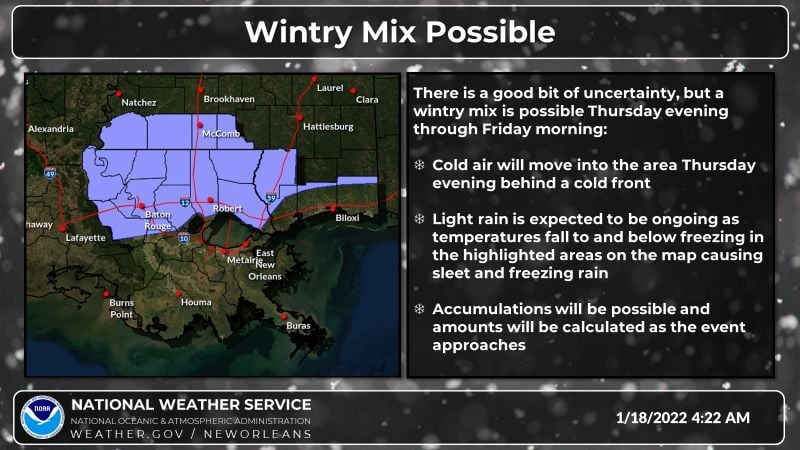Marginal risk of severe weather, wintry mix