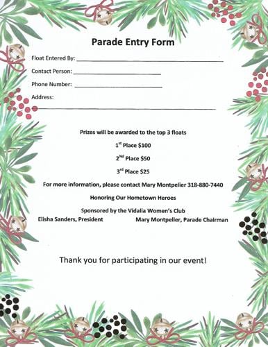 Parade Entry Form Step #1