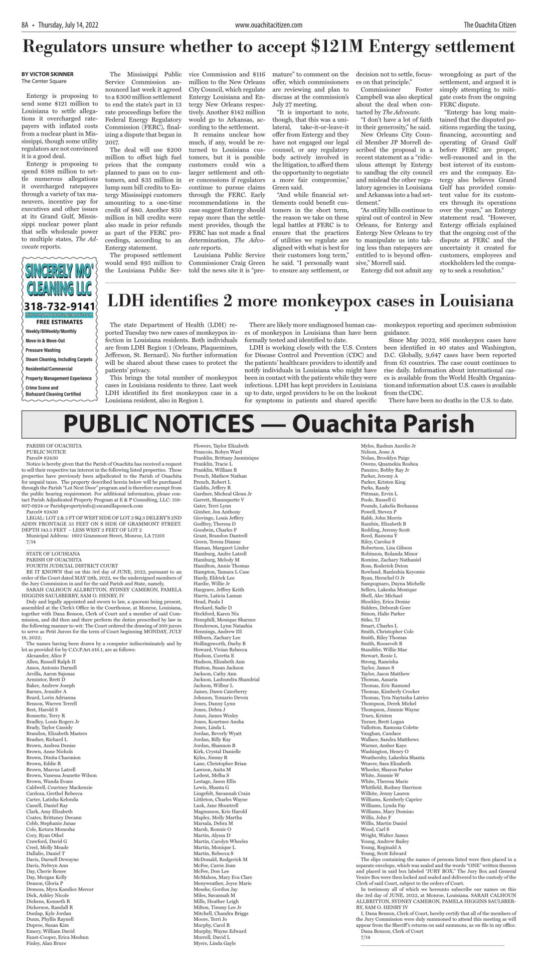 July 14, 2022 Public Notices, click to download pages