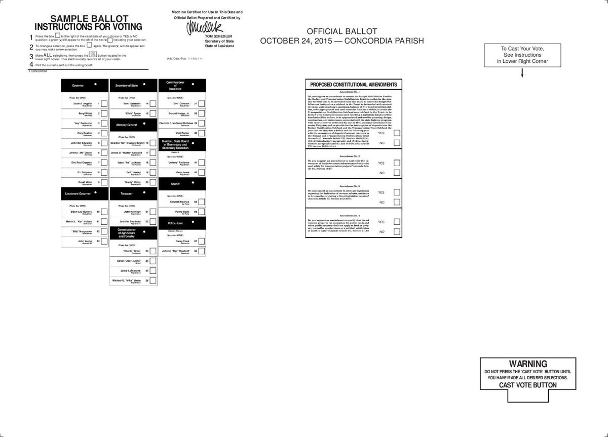 Concordia Parish sample ballot