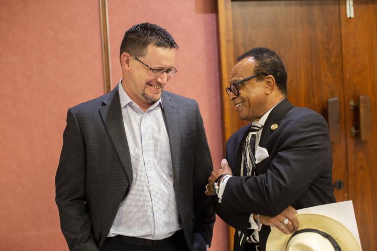 City Council member Doug Harvey with NAACP president Ambrose Douzart.jpg