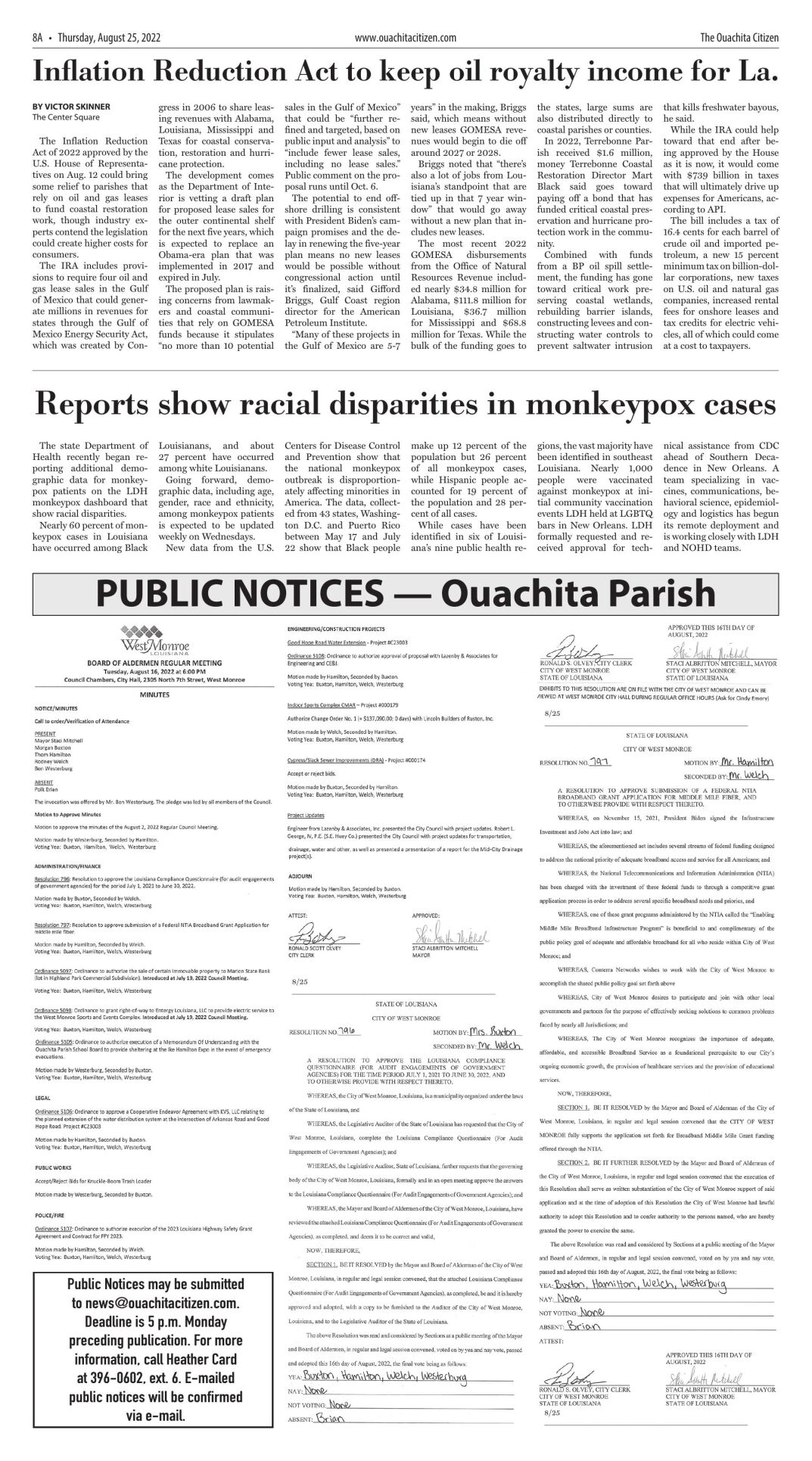 Aug. 25, 2022 Public Notices, click to download pages
