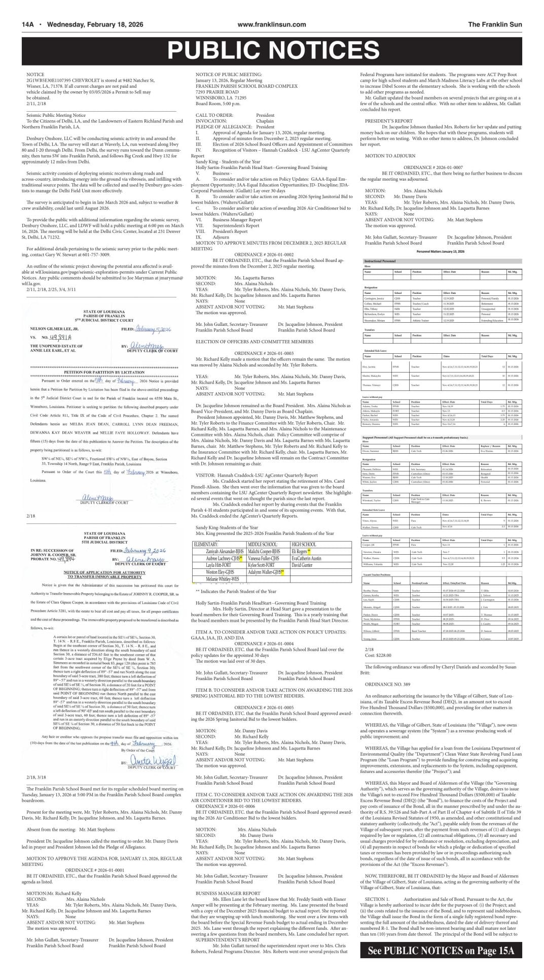 Public Notices - Feb. 18, 2026 | The Franklin Sun | hannapub.com