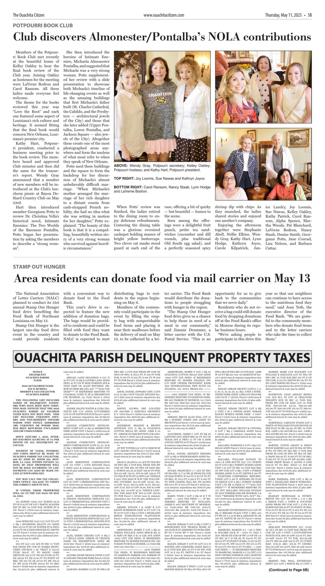 May 11, 2023, Ouachita Delinquent Taxes, click to download pages