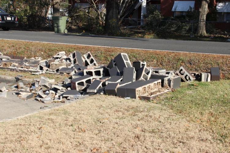 Brick Wall Behind Wendy's on US Highway 165 N reduced to rubble.
