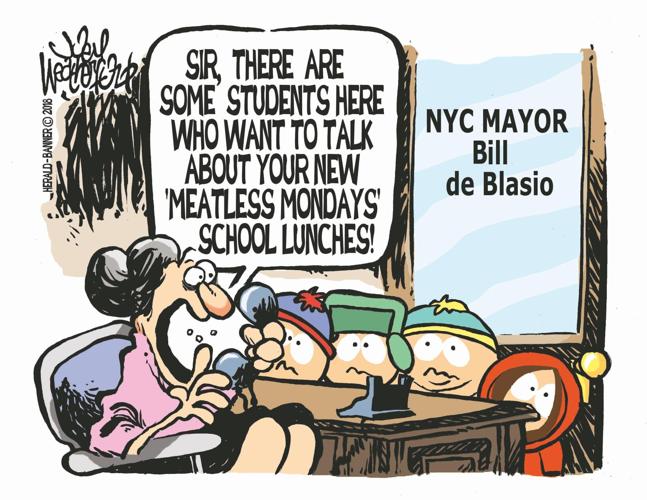 Weatherford cartoon Meatless Mondays Article