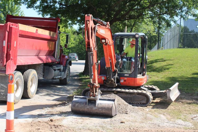 Tennis/pickleball court renovation showing major progress at