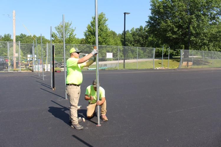 Tennis/pickleball court renovation showing major progress at Huckleberry Park