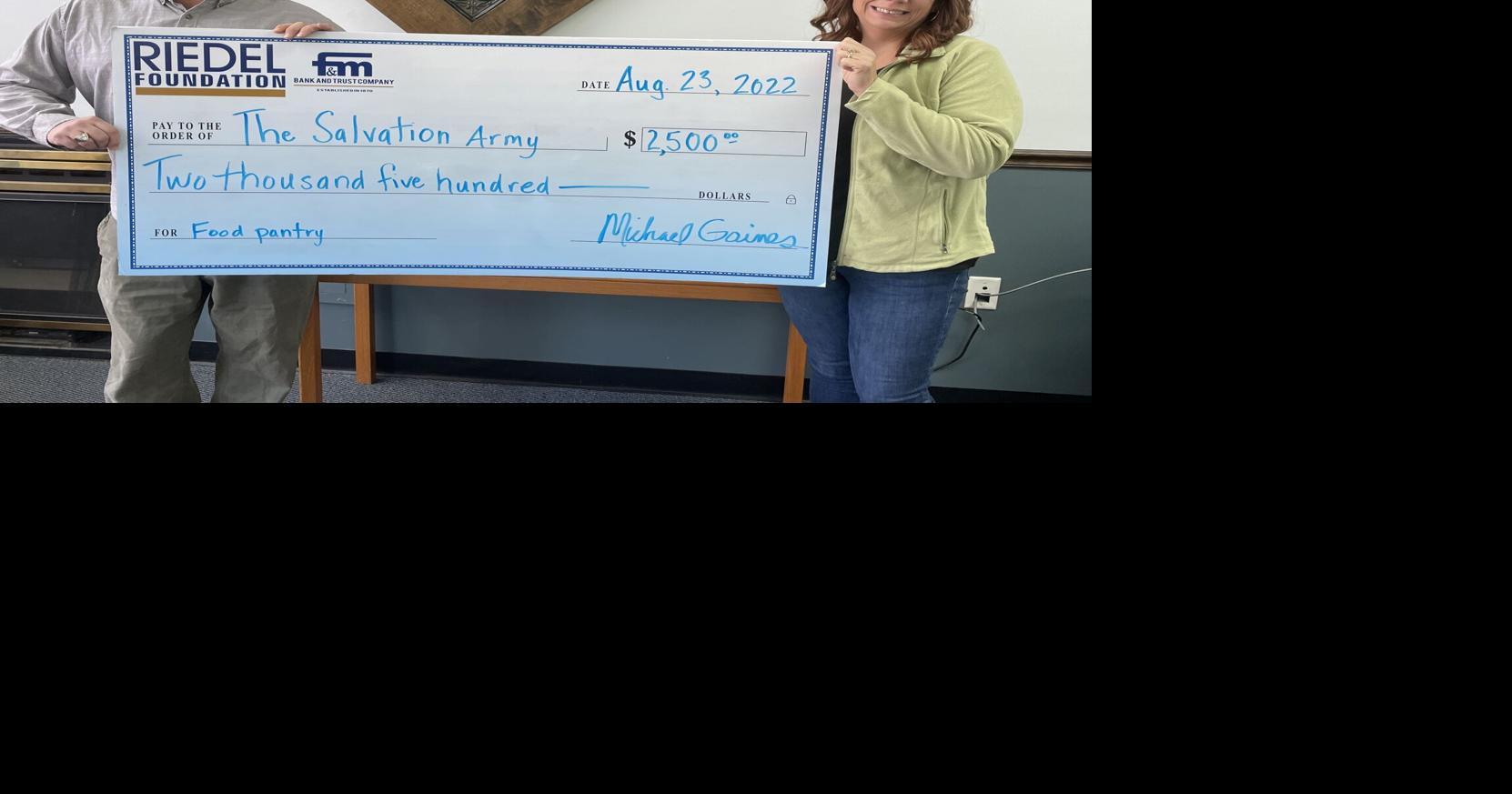 Riedel Foundation awards grant to restock Salvation Army food pantry in