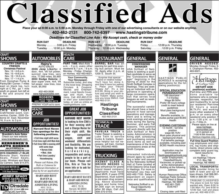 Nov 11 Classified Hastingstribune Com
