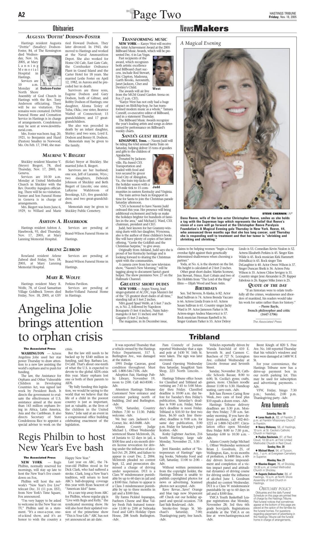 Nov. 18, 2005 Obituaries | History | hastingstribune.com