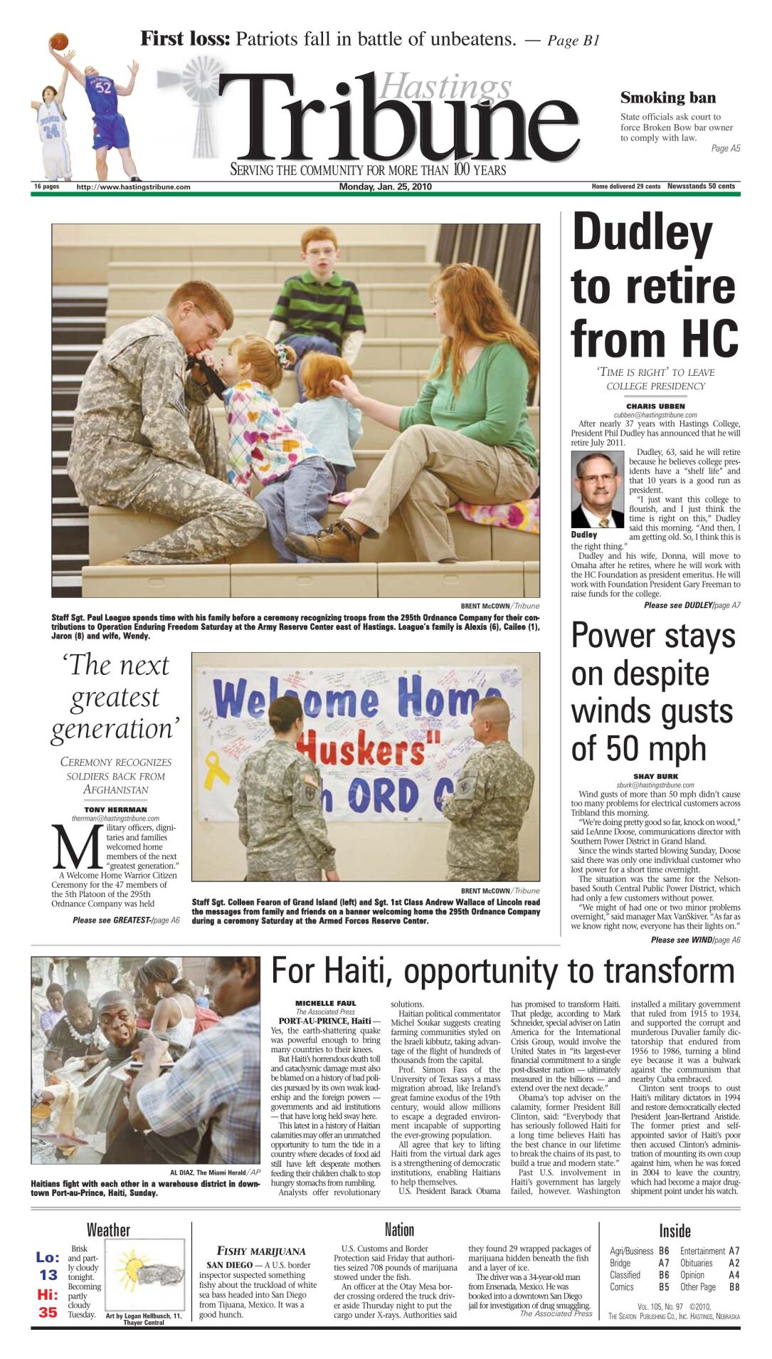 Hastings Tribune, Jan. 25, 2010 History