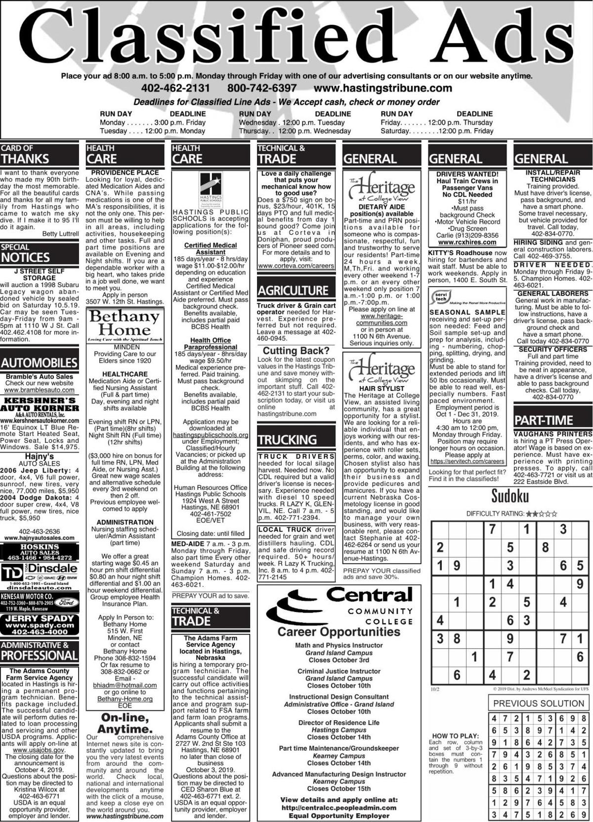 Star tribune classified ads jobs