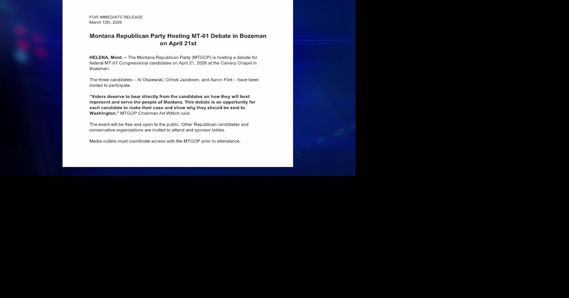 Montana Republican debate announced