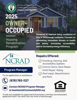 Funding available for repairs through McDonough housing rehabilitation program