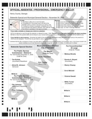 Henry County Sample Ballots