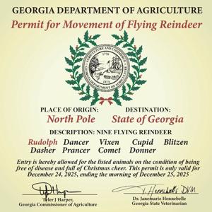 Santa's reindeer cleared for entry into Georgia 