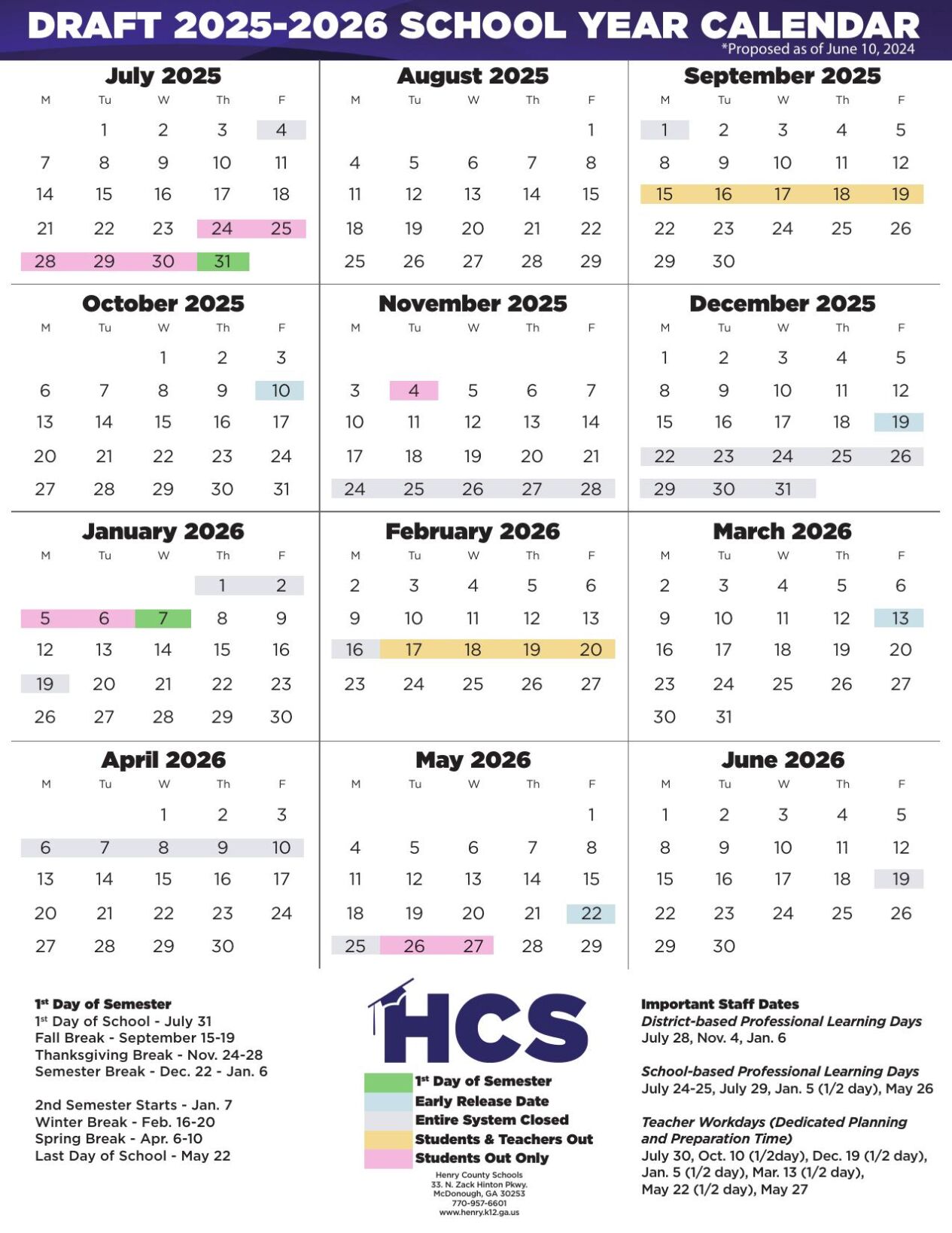 Henry County BOE Approves 2025-26 Calendar