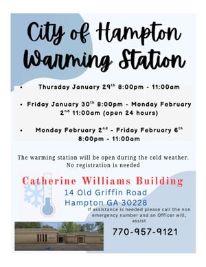 Hampton Warming Station open during winter weather