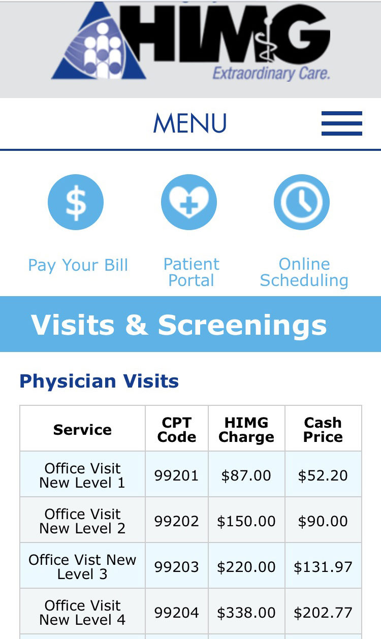 HIMG offers price transparency in health care costs for