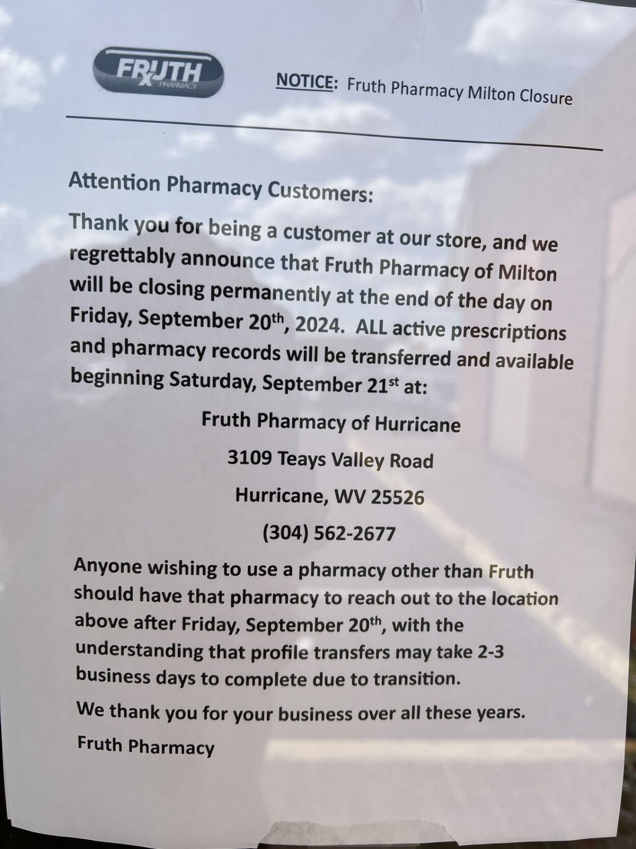 Fruth Pharmacy closing its Milton, West Virginia location | Business ...