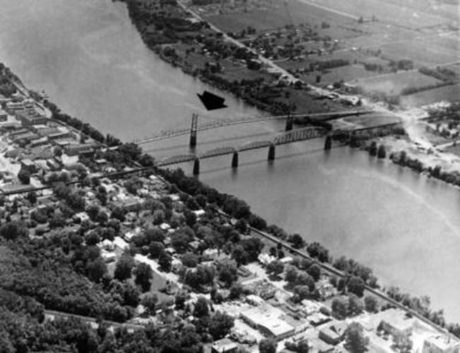 A photo of the Silver Bridge prior to the collapse.