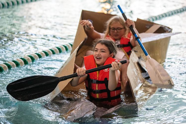 Students test their engineering skills in the Great Cardboard Boat Regatta