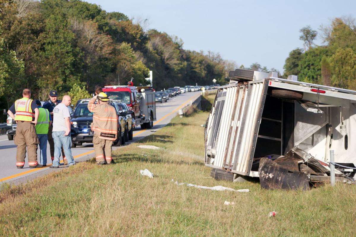 Horse trailer overturns on I64 News