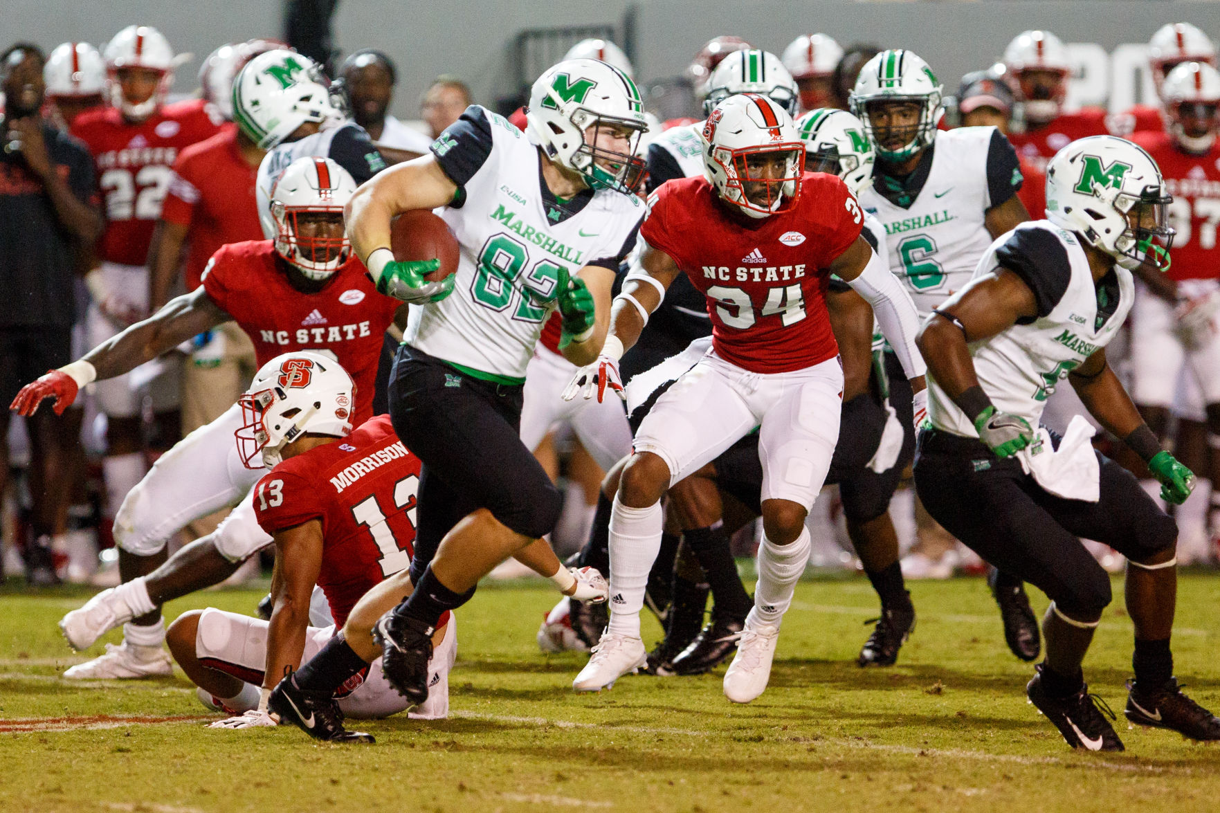 Finley throws 3 TDs, NC State beats Marshall 37-20