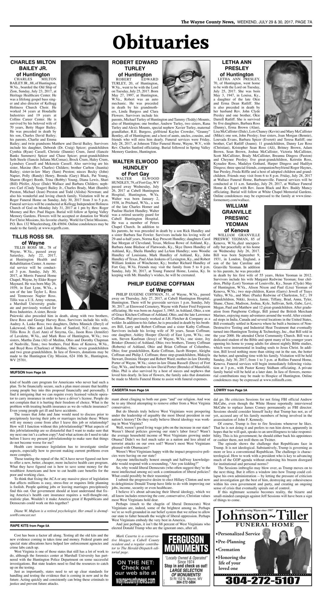 may 2017 obituaries valley news dispatch