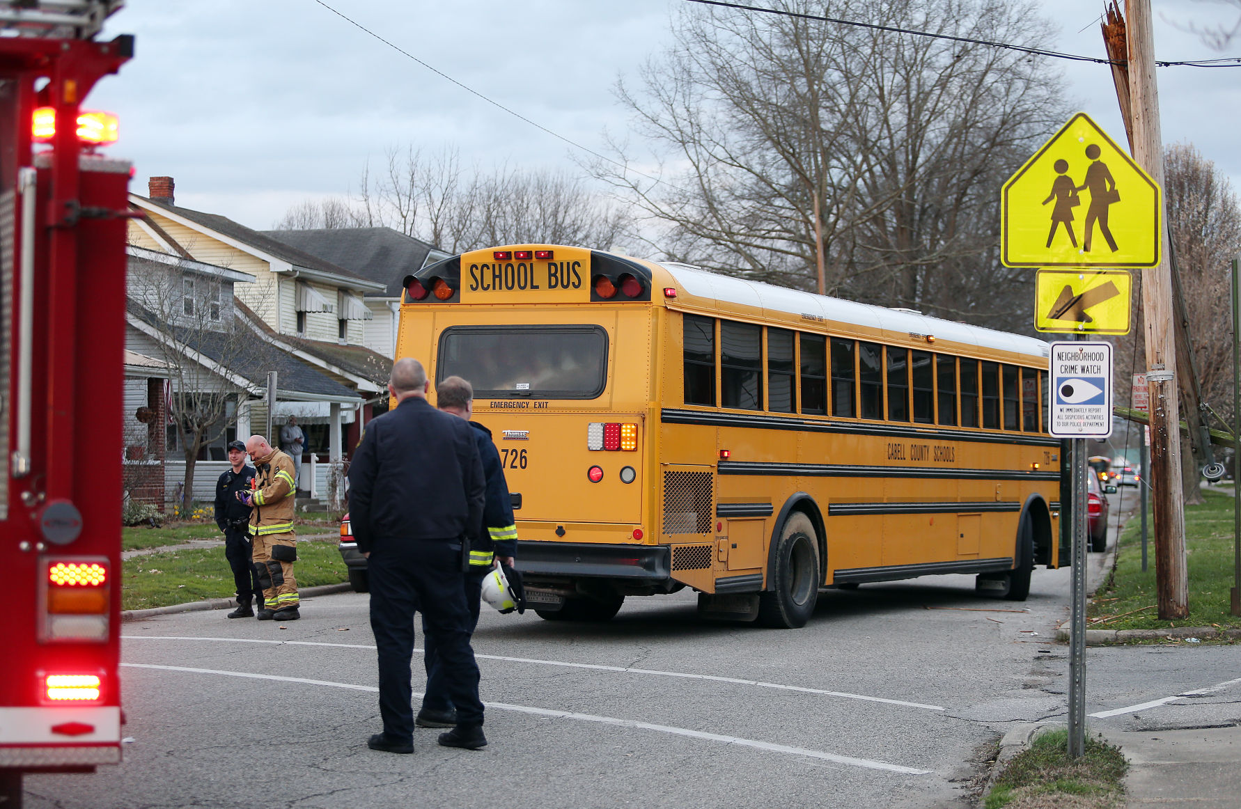 Photos: School Bus Hits Utility Pole In Huntington | Multimedia ...